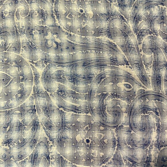 Robert Graham Blue & White Paisley/Floral Jacquard 100% Cotton Button-Up SZ Med - Picture 7 of 8